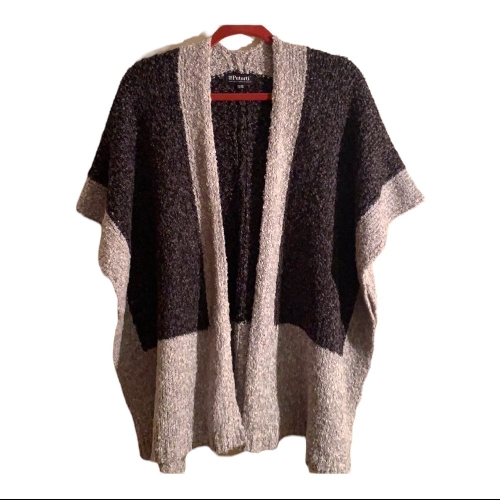 Putorti Wool Blend Sweater Poncho Cardigan